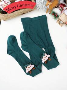 2 件女童纯色天鹅绒保暖打底裤，圣诞节、新年、感恩节，适合秋冬季 - 彩色 - 查看 6