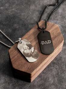 Collar personalizado con foto, placa de identificación de perro de acero inoxidable negro/plateado - Texto personalizado grabado, recuerdo en forma de corazón/circular/cuadrada con colgante de foto