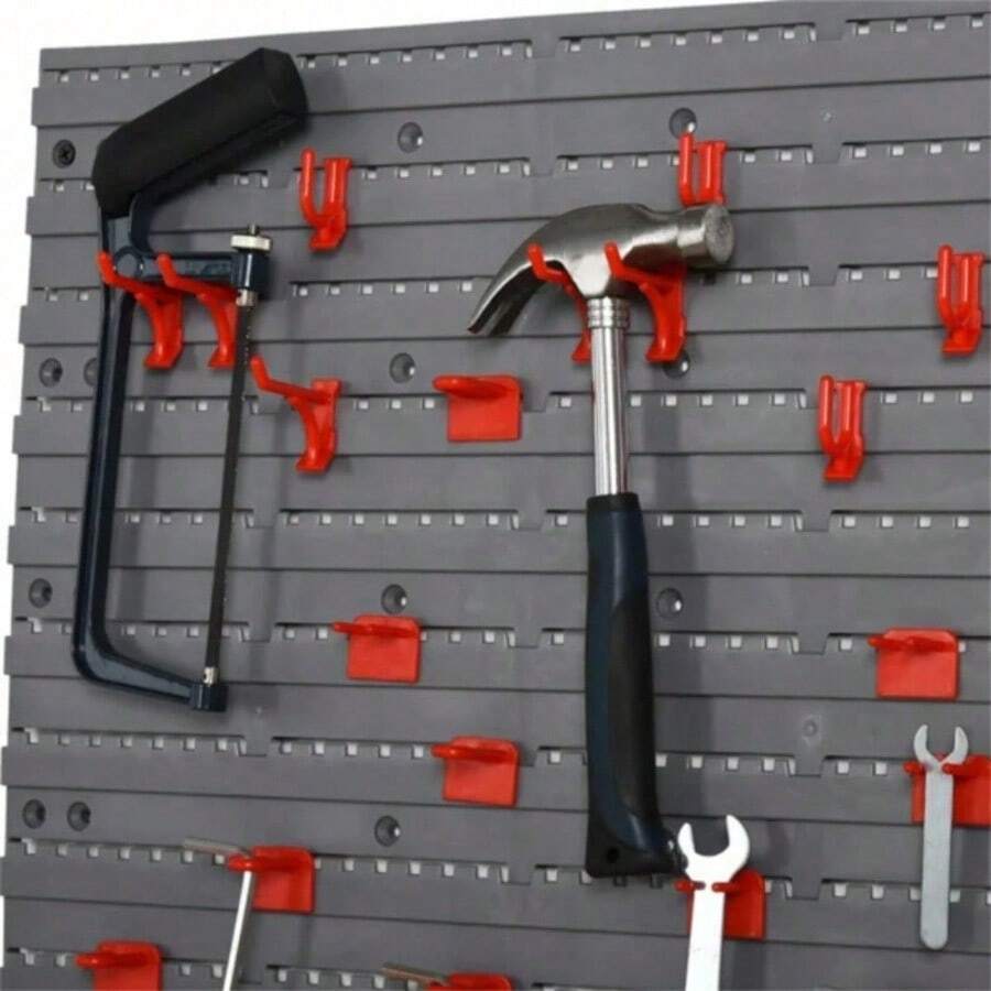 54 Piece Tool Storage Rack With 50 Hooks, Pegboard And Shelf Tool