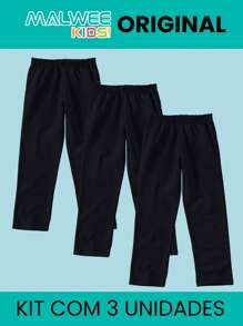 Kit 3 Children's Flannel Sweatpants For Boys And Girls In Malwee Cotton - màu đen - Xem 1