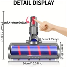 1PC E.LUO Floor Head Soft Roller Brush Fit For V7 V8 V10 V11 V15 Vacuum Cleaners Parts Rotatable - Blue Gray - View 10