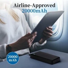 Una batería externa portátil de alta capacidad con doble batería y carga rápida de 20 000 mAh, con interfaz de entrada Micro TYPE-C, puertos USB-C para entrada y salida bidireccionales y una salida USB-A de 22,5 W. Ideal para cargar Android y otros smartphones. Compatible con la mayoría de los productos electrónicos del mercado. Batería estable de polímero de litio, compatible con dispositivos iOS, iPad y Android. Ideal para juegos al aire libre, compras, viajes, reuniones familiares, fiestas, vuelta al cole, otoño y otras ocasiones. - Negro - Ver 3