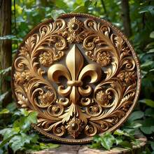 1 件铁制鸢尾花壁饰，金色百合优雅，防风雨派对装饰，预钻孔，方便上下左右悬挂，不同孔位随机发货 - 彩色 - 查看 2