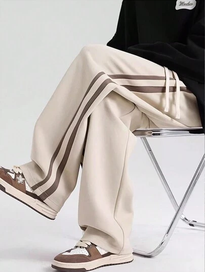 男友风男士宽松华夫格阔腿裤，时尚运动休闲裤，适合散步、跑步、健身房锻炼