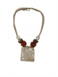 Itamacumba Necklace With Leather Cord And Resin Pyrgent! - Nhiều màu - Xem 3