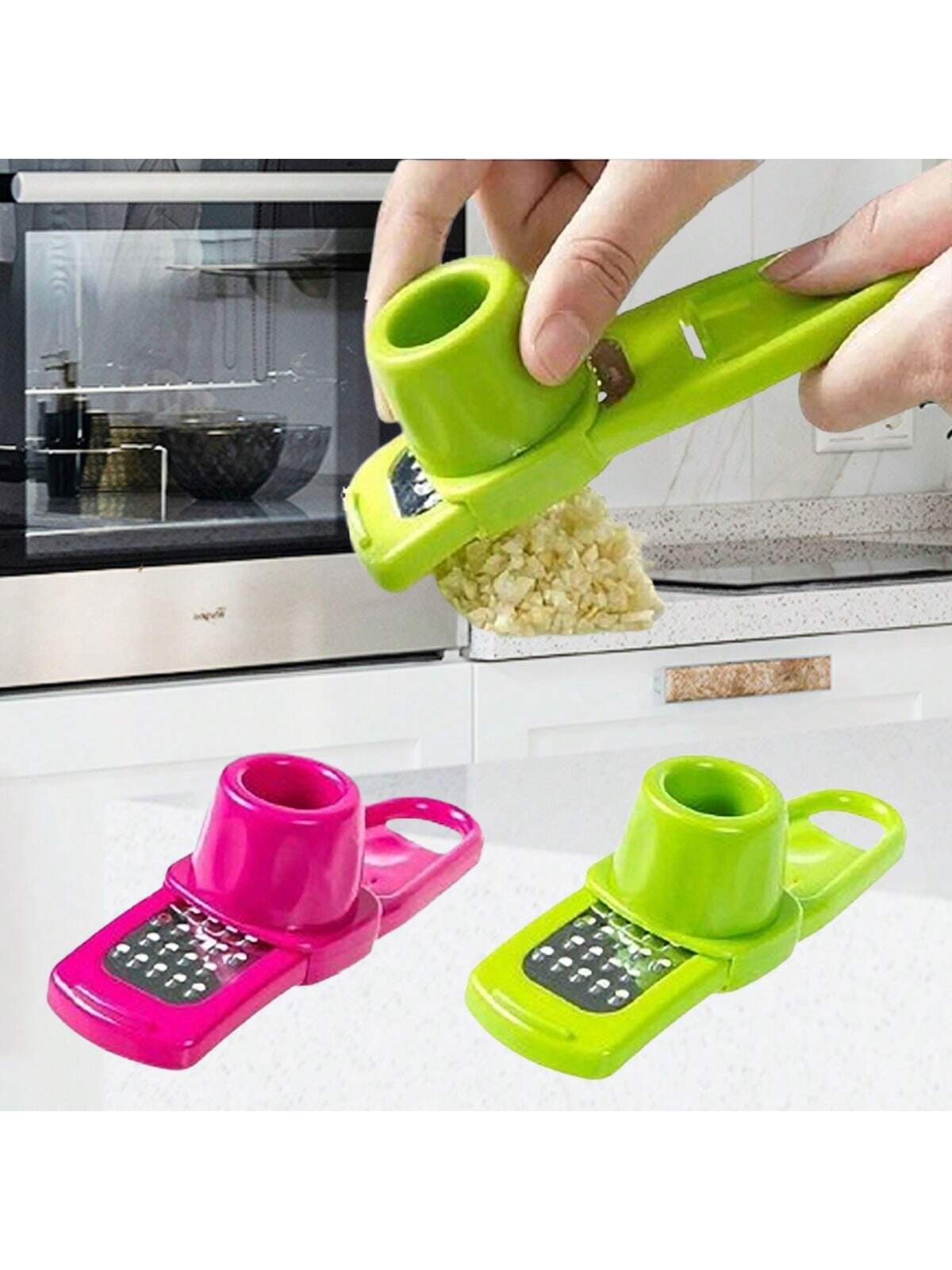 جرّاشة الثوم اليدوية قطعة واحدة - شفرة منحنية من ا...