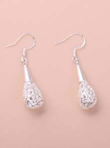 1 Pair Fashionable Silver Hollow Ball Design Earrings