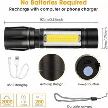 5/4/3pza Lampara Tactica Recargable Led 2000l Linterna Lateral Color de la linterna Negro,3 modos de iluminación, estiramiento y enfoque frontal y posterior, con cable USB y caja de plástico,fácil de transportar e imprescindible para la iluminación exterio,Lámpara Militar para Acampar, Defensa Personal, Pedir Ayuda - Negro - Ver 2