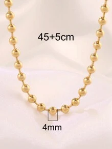 1pc Stainless Steel Beaded Chain Necklace, Women's Fashionable Gold Ball Pendant Necklace, Men's Accessory - Necklace - View 19