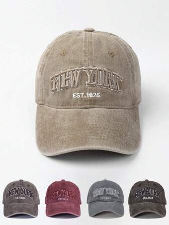 1 Stück/2 Stücke Unisex bestickte "NEW YORK" gewaschene Baseballkappe, verstellbarer Outdoor Lässig Hut