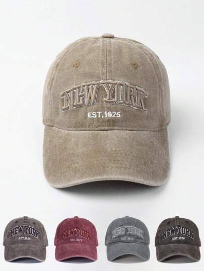 1pc/2pcs Unisex Embroidered "NEW YORK" Washed Baseball Cap, Adjustable Outdoor Casual Hat