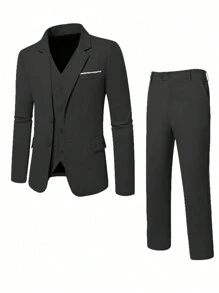 Conjunto casual de 3 piezas para hombre, que incluye chaqueta, pantalones y chaleco, versátil para primavera y otoño