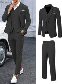 Conjunto casual de 3 piezas para hombre, que incluye chaqueta, pantalones y chaleco, versátil para primavera y otoño