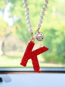 1pc Red Ceramic Letter Car Interior Hanging Decoration - one-size - View 14