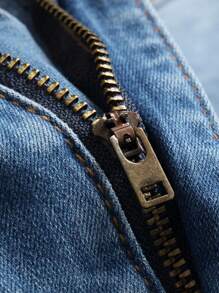 Jeans casuales de mezclilla ajustados y elásticos rasgados para hombre