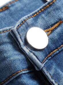Jeans casuales de mezclilla ajustados y elásticos rasgados para hombre