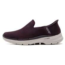 Skechers 女士休闲鞋，带保暖内衬，GO WALK6 一脚蹬通勤鞋，采用透气技术，适合日常和户外活动，轻便高回弹，运动鞋 - 暗紫色 - 查看 5
