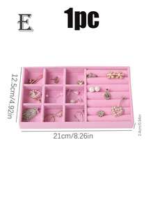 Set de 4 bandejas apilables de terciopelo rosa, joyero, organizador y exhibidor de joyas con cajones - Multicolor - Ver 10