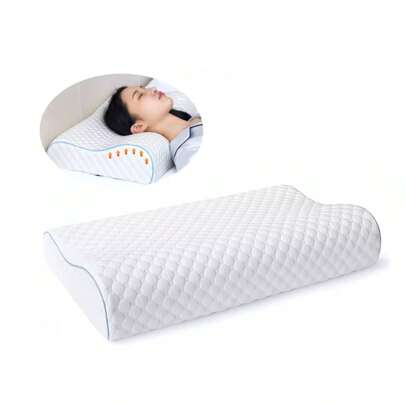 Almohada para el Cuello, Almohada Ergonómica de Espuma Viscoelástica Ajustable en Altura, Almohada de Soporte para el Cuello con Funda de Almohada Lavable 5x30x10cm, Almohada Cervical para Aliviar el Dolor.