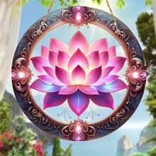 1 pieza, Atrapasol de acrílico con diseño colgante de loto (20cm*20cm/8in*8in) Atrapador de luz de loto, Decoración de flor de loto, Regalo de inauguración de casa, Decoraciones navideñas, Accesorio central para coronas, Decoración de habitación, Decoración del hogar, Decoración de jardín, Decoración de patio, Decoración de pared