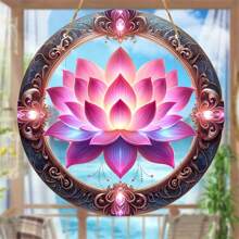 1 pieza, Atrapasol de acrílico con diseño colgante de loto (20cm*20cm/8in*8in) Atrapador de luz de loto, Decoración de flor de loto, Regalo de inauguración de casa, Decoraciones navideñas, Accesorio central para coronas, Decoración de habitación, Decoración del hogar, Decoración de jardín, Decoración de patio, Decoración de pared