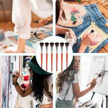 6pcs Mop Brush For Acrylic Painting 1 Inch Blending Brush Paint Brushes For Acrylic Painting Oval Mop Acrylic Brush With Wooden Handle For Acrylic Paint, Watercolor, Face And Body Art Painting,Back To School,School Supplies