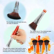 6pcs Mop Brush For Acrylic Painting 1 Inch Blending Brush Paint Brushes For Acrylic Painting Oval Mop Acrylic Brush With Wooden Handle For Acrylic Paint, Watercolor, Face And Body Art Painting,Back To School,School Supplies
