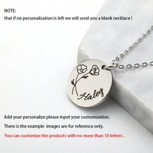 Spersonalizowany naszyjnik ze stali nierdzewnej Birthflower & Birthday Month Disc, elegancki naszyjnik łańcuszkowy na prezent dla kobiet, matek, dziewczyn, najlepszych przyjaciółek