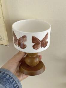 1 chiếc bát đế gốm phong cách Pháp cổ điển, bát đế gỗ, bát hương liệu, bát đựng sáp, bát đựng đồ tráng miệng, bát đựng bánh kem, quà tặng ngày lễ - Nhiều màu - Xem 1