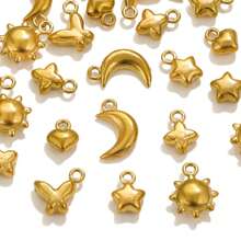 20 件 304 不锈钢迷你吊坠月亮和太阳项链饰品适用于 DIY 珠宝配饰链和项链饰品