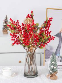 1PC Longo 73cm 12 Ramos Holly Fruit Decorações de Natal Decorações de Ano Novo Materiais para Árvores de Natal Decorações de Ação de Graças Tema de Natal de Inverno Estilo, Resistente ao Desbotamento - Para Decoração de Casa, Vasos, Casamentos, Festas, Salas de Estar, Adereços de Tiro, Festas de Aniversário, Materiais para Bolos, Adereços de Tiro