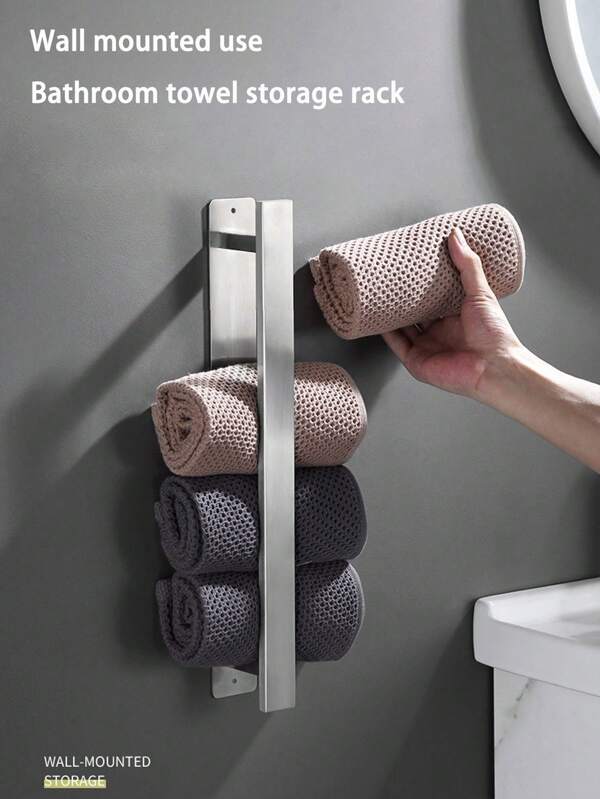 1 Stück Handtuchhalter, Edelstahl Handtuchhalter, Länge 40 cm/15,74 Zoll, Ohne Bohren Montage, Badezimmer Handtuchhalter, geeignet für Badezimmer, Küchen, Handtuchstange matt schwarz