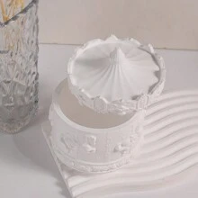 1 件旋转木马形状树脂模具、带盖硅胶罐模具、环氧铸造模具，用于制作石膏、树脂工艺品、装饰、烛台和珠宝盒 - 白色 - 查看 11