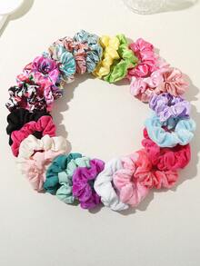 24 件纯色和花卉发圈，适合所有季节，女士休闲发饰 - 彩色 - 查看 3