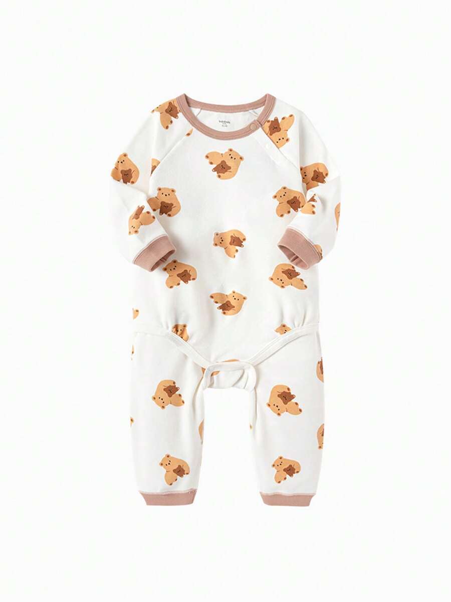 Balabala 婴儿套装 婴儿睡衣 女宝宝 保暖内衣 新生儿两件套 舒适可爱 - 咖色 - 查看 1