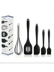 5 Piece Silicone Kitchen Kit Spoon Spatula Fue Small Spatula Brush - 黑色 - 查看 1