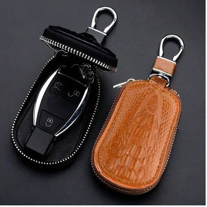 New PU Leather Crocodile Pattern Keychain Pouch, Zipper Closure, Unisex, Multifunctional Car Key Holder, Car Keychain, Halloween Gift, Teacher's Day Gift, Gifts For Him/Her, Small Gifts, Novelty Gifts, Gifts For Men, Anniversary Gifts, Gifts For Husband, Gifts For Women, Car Key Ring, Gold Key Chain, Car Key Fob, Mini Pouch Keychain