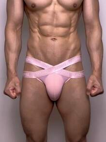 JOCKMAIL 1 pieza Calzoncillos tipo bóxer G-string sexy y transparente de seda de hielo para hombres, ropa interior de talle bajo transpirable y de secado rápido con bolsillo en forma de U