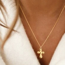 1 件时尚金色/银色吊坠简约不锈钢链条项链女式 - 項鍊 - 查看 1