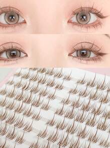 120 Stück CC Locken Braun Sonnenblumen Wimpern Design Falsche Wimpern, geeignet für täglichen oder Party Gebrauch, Wimpernbüschel, Einzelwimpern, Wimpern, Künstliche Wimpern