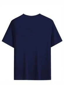 Men's 23 Short Sleeve Round Neck T-Shirt With Letter Print - 藏蓝色 - 查看 3