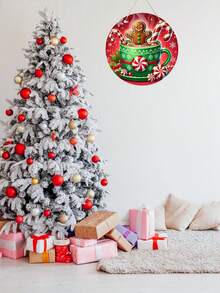 1pc Nghệ thuật treo tường bằng gỗ hình bánh gừng và kẹo que quyến rũ, thích hợp cho gia đình, văn phòng và không gian ngoài trời - Nhiều màu - Xem 5