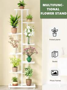 植物架花盆架子植物架子金属分层植物架室内可放置多种植物客厅植物架家居装饰园艺用 - 白色 - 查看 4