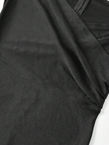 Europe And The United States Summer Fashion Women Back To School Slim-Fit Package Hip Deep V-Neck Dress All Country Concert Outfit Wedding Guest Dress Women Dinner Wedding Sexy Split Spring Short-Sleeved Ladies Medium Long Cocktail Party Heavy Evening Dress - Black - View 10