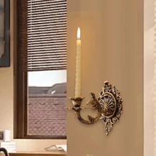 Giá đỡ nến bằng sắt kiểu cổ 1 chiếc dùng cho Giáng sinh, treo tường họa tiết hoa thường xuân dùng cho sân vườn/trang trí nhà cửa, trang trí phòng, quà tặng Halloween, trang trí nhà cửa, quà tặng năm mới - Đồng - Xem 7