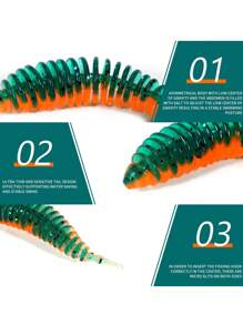SOUGAYILANG Sougayilang Señuelos De Pesca Suaves 36 Piezas Cebos De Pesca De Goma De Silicona Artificial Shad Worm 6cm / 4cm Aguja Enhebrada Cola Con Simulación De Mordedura Para Pesca De Trucha Y Bajo (pesca)