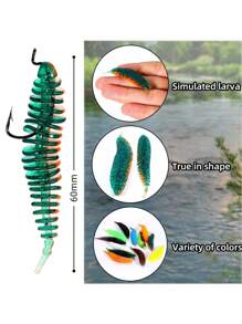SOUGAYILANG Sougayilang Señuelos De Pesca Suaves 36 Piezas Cebos De Pesca De Goma De Silicona Artificial Shad Worm 6cm / 4cm Aguja Enhebrada Cola Con Simulación De Mordedura Para Pesca De Trucha Y Bajo (pesca)