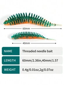 SOUGAYILANG Sougayilang Señuelos De Pesca Suaves 36 Piezas Cebos De Pesca De Goma De Silicona Artificial Shad Worm 6cm / 4cm Aguja Enhebrada Cola Con Simulación De Mordedura Para Pesca De Trucha Y Bajo (pesca)