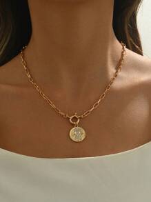 时尚奢华女士多层蓝色邪眼手形吊坠项链，粗款珠宝厚 U 型链配玻璃珠项链，夸张手眼吊坠装饰项圈，适合日常和派对佩戴，眼珠颜色随机分布 - 邪惡之眼 - 查看 5