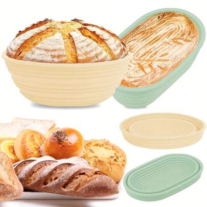1pc, Silicone Bread Proofing Basket, Collapsible Rattan Sourdough Basket, For Bread Making Baking Fermentation, Baking Tools, Kitchen Accessories